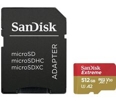 SanDisk Extreme microSDXC 512 GB + Adapter / Klasse 10 / UHS-I / Lesen: bis zu 190 MB