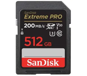 SanDisk Extreme PRO SDXC 512 GB / Klasse 10 / Übertragungsgeschwindigkeit 200 MB/s / geeignet für 4K