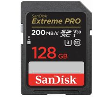 SanDisk Extreme PRO SDXC 128 GB / Klasse 10 / Übertragungsgeschwindigkeit 200 MB/s / geeignet für 4K
