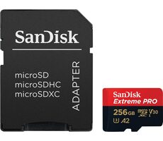 SanDisk Extreme PRO microSDXC 256 GB + Adapter / Klasse 10 / UHS-I / Lesen: bis zu 200 MB