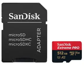 SanDisk Extreme PRO microSDXC 512 GB + Adapter / Klasse 10 / UHS-I / Lesen: bis zu 200 MB