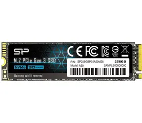 Silicon Power M.2 2280 A60 256 GB / Interne SSD / PCIe Gen 3x4 / Lesen: 2200 MB / Schreiben: 1600 MB