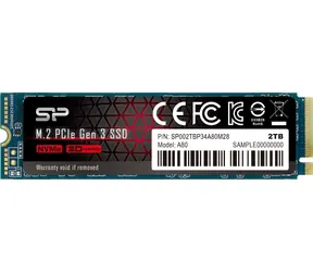 Silicon Power M.2 2280 A80 2 TB / Interne SSD / PCIe Gen 3x4 / Lesen: 3400 MB / Schreiben: 3000 MB