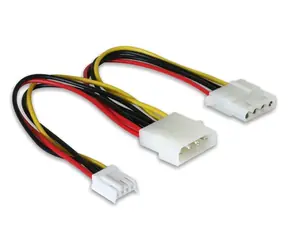 DeLock Stromkabel Molex 4pin (M) - Molex 4 Pin (F) + 4 Pin Floppy 0,2m