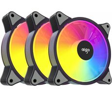 Aigo Set 3 in 1 AR12 ARGB schwarz / 3 Stück / 120x120 / Flüssigkeitslager / 24dB @ 1200RPM / 48 CFM / 6-polig / ARGB