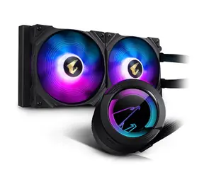 GIGABYTE AORUS WATERFORCE 280 / 2x 140 mm / 36,5 dB / 83,83 CFM / 950-2150 U/min / RGB / Intel + AMD