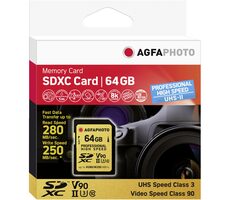AGFAPHOTO SDXC Professional 64 GB (10621) / R: 280 MB/s / W: 250 MB/s / Klasse V90 