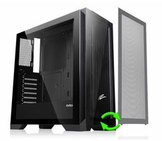 Evolveo Ptero Q2 schwarz / ATX / 2x USB 2.0 + 1x USB 3.0 / ohne Stromquelle / transparente Seite