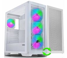 Evolveo Ptero Q2W+ weiß / ATX / 2x USB 2.0 + 1x USB 3.0 / ohne Stromquelle / 4X 120mm ARGB / transparente Seite