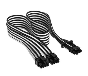 Corsair Premium Sleeved 12+4 Pin PCIe Gen5 12VHPWR schwarz-weiß / bis zu 600 W
