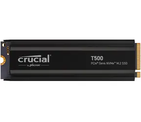 CRUCIAL T500 Kühlkörper 2 TB / M.2 SSD 2280 / PCIe 4.0 / 3D NAND TLC / R: 7400 MB / W: 7000 MB / 5 Jahre