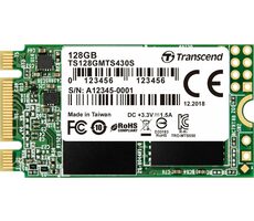 Transcend MTS430S 128 GB / M.2 2242 SATA / RW: 560/380 MBit/s / IOPS: 35.000/80.000 / MTBF 1,0 MHz / 3 Jahre