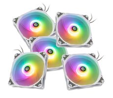 BitsPower Notos RGB PWM 5 Stück weiß / 120 mm / 28 dB bei 1800 U/min / 4-Pin-PWM + 3-Pin