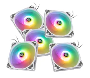 BitsPower Notos RGB PWM 5 Stück weiß / 120 mm / 28 dB bei 1800 U/min / 4-Pin-PWM + 3-Pin