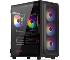 KRUX Orona schwarz / PC-Gehäuse / ATX / 2x USB-A 2.0 & 1x USB-A 3.0 / transparente Seite / ohne Netzteil 
