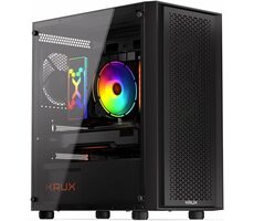 KRUX Scor schwarz / PC-Gehäuse / Micro ATX / 2x USB-A 2.0 & 1x USB-A 3.0 / transparente Seite / ohne Netzteil 