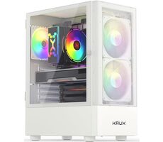 KRUX Vako weiß / PC-Gehäuse / ATX / 2x USB-A 2.0 & 1x USB-A 3.0 / transparente Seite / ohne Stromquelle 