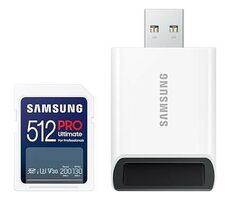 Samsung SDXC PRO ULTIMATE 512 GB + Adapter / SDXC / USB 2.0 / Klasse 10 / R: 200 Mbit/s / W: 130 Mbit/s