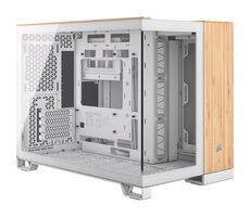 Corsair 2500X weißes Bambusholz / Micro-ATX / 1x USB-C 3.1 / 2x USB-A / ohne Netzteil / transparente Seite