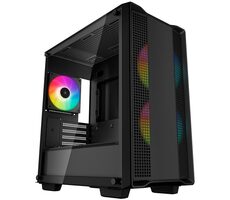 DEEPCOOL CC360 ARGB schwarz / mATX / 1x USB-A 3.2 / 1x USB-A 2.0 / 3x 120mm RGB / ohne Quelle / transparente Seite