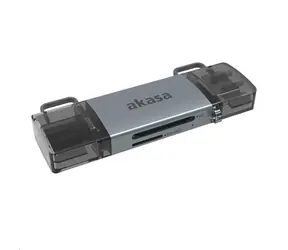 Akasa AK-CR-12 Speicherkartenleser silber / USB-C 3.2 / USB-A 3.2 / 5 Gbit/s 