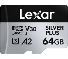 Lexar Professional SILVER PLUS microSDXC 64 GB / Lesen: 205 MBit/s / Schreiben: 150 MBit/s / UHS-I