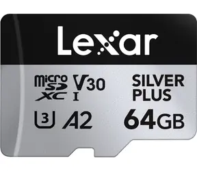 Lexar Professional SILVER PLUS microSDXC 64 GB / Lesen: 205 MBit/s / Schreiben: 150 MBit/s / UHS-I