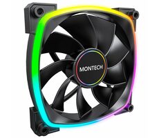Montech RX140 PWM ARGB Reverse schwarz / 140mm / 27,9 dB @ 1600 RPM / 90,5 CFM / 4-Pin PWM + 3-Pin