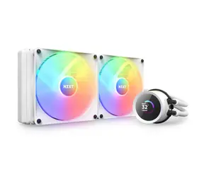NZXT Kraken RGB 280 weiß / 2x 140mm / Fluid Dynamic Bearing / 34,48 dB @ 1500 RPM / 90,79 CFM / AMD + Intel