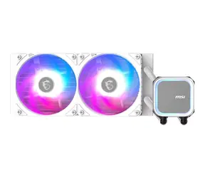 MSI MAG CoreLiquid A13 240 weiß / 2x 120mm / 31,1 dB @ 2000 U/min / 62,6 CFM / AMD + Intel
