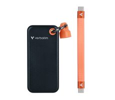 Verbatim Pocket SSD Externes Laufwerk 1TB schwarz-orange / USB-C 3.2 Gen 2 / R: 1000MBs / W: 1000MBs 