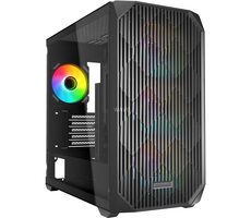 Sharkoon MK3 RGB schwarz / Micro ATX / 2x USB 3.2 / 1x USB-C / 4X 120mm / ohne Netzteil / transparentes Seitenteil