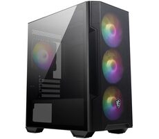 MSI MAG FORGE M100R schwarz / ATX / 2x USB 2.0 & 1x USB 3.0 / 4X 120 ARGB / ohne Netzteil / transparentes Seitenteil