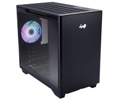 InWin A3 schwarz / mITX / 2x USB-A 3.2 / 1x USB-C 3.2 / 1x 120mm / ohne Netzteil / transparentes Seitenteil 