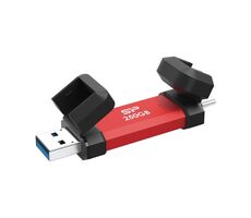Silicon Power DS72 250GB rot / Externe SSD / R: 1050 MB/s / W: 850 MB/s / USB-A + USB-C 3.2 Gen 2