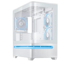 Asus Prime AP202 TG ARGB weiß / M-ATX / 2xUSB-A + 1xUSB-C / 3x 120 mm / ohne Netzteil