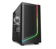 Sharkoon J1000 ARGB schwarz / mATX / 2x USB-A 2.0 / 1x USB-A 3.2 / ohne Netzteil / transparente Seitenwand