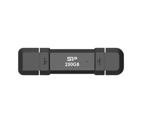Silicon Power DS72 250 GB schwarz / USB-A + USB-C 3.2 Gen 2 / R: 1050 MB/s / Schreiben: 850 MB/s