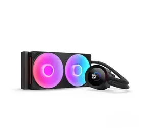 NZXT Kraken PLUS 240 V2 RGB schwarz / 2x 120 mm / Flüssigkeitsgelagertes Gleitlager / 31,9 dB bei 2400 U/min / 71,47 CFM / LCD / AMD+ Intel