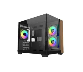 Cooler Master Elite 481 Holz schwarz / ITX / 2x USB-A 3.0 / 1x USB-C 3.2 / 3x 120mm ARGB / ohne Netzteil / transparente Seitenwand