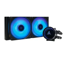 Chieftec Iceberg 240 RGB schwarz / 2x 120 mm / Flüssigkeitsgelagertes Gleitlager / 34,7 dB bei 2200 U/min / 64,72 CFM / AMD + Intel