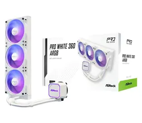 ASRock Pro 360 ARGB Weiß / 3x 120 mm / 31 dB bei 2100 U/min / 62,6 CFM / AMD + Intel