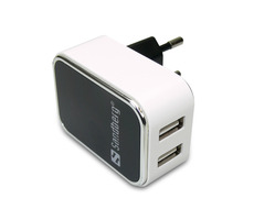 Sandberg USB AC-Ladegerät / 2 USB / 110-240 V / 3400 mA / schwarz-weiß