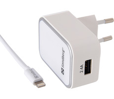Sandberg AC-Ladegerät EU mit Lightning-/USB-Kabel 2,4A
