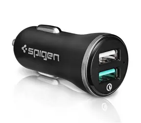 Spigen F27QC 3.0 Dual-Autoladegerät schwarz / 2x USB 2400mAh + QuickCharge 3.0