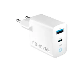 Forever TC-06-20AC Schnelles Netzwerkladegerät weiß / 1x USB-C 1x USB 20W / PD / QC 