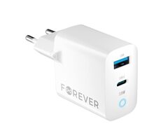 Forever GaN TC-06-33AC Schnelles Netzwerkladegerät weiß / 1x USB-C 1x USB 33W / PD / QC 