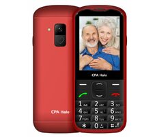 CPA Halo 28 Senior mit Ladestation rot / 2,8" / 240 x 320 / 0,3 Mpx / SOS / Taschenlampe / Radio / MicroSD / BT 
