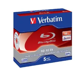 Verbatim Blue-Ray BD-RE / 50 GB / 2x / DualLayer / 5 Stück Jewel Case