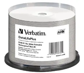 Verbatim DVD- R Wide Glossy / 4,7 GB / 16x / bedruckbar / wasserfest / 50 Stück Kuchen